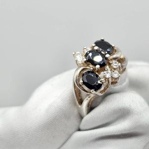 Onyx CZ Sterling Silver Ring